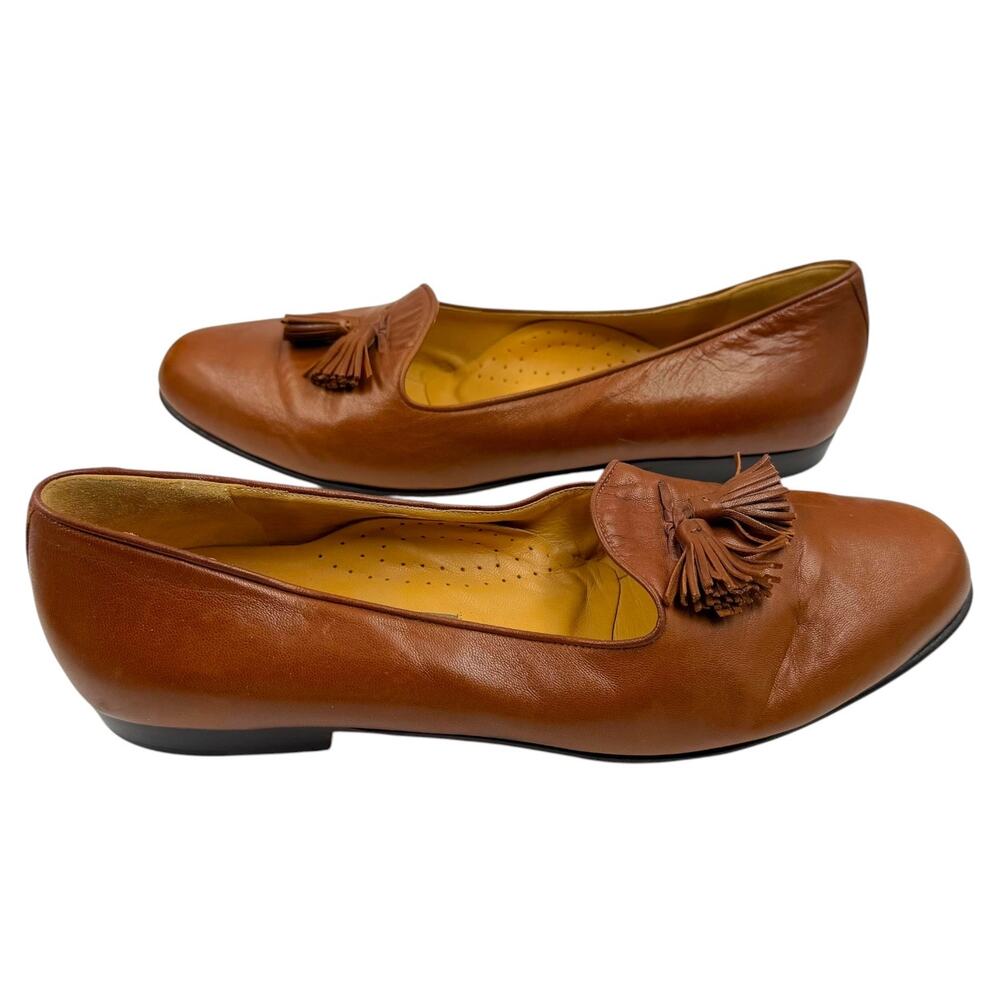 VTG Cole Haan Brown Leather Tassel Loafers Flats Sz 11 B Italy Quiet Luxury